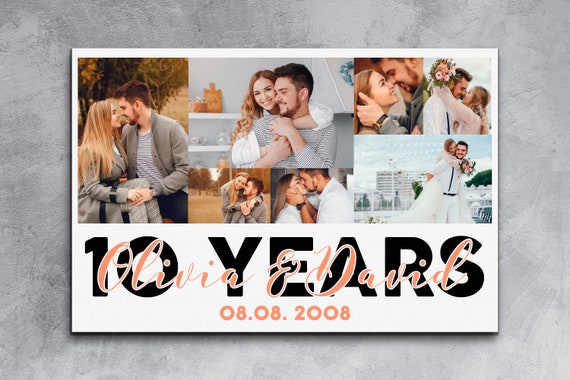 10 Year Anniversary Gift for Husband, 10 Year Anniversary Collage