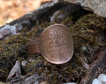 Wheat Penny Ring - handmade with copper band