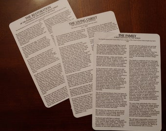 LDS Proclamations Scripture Stickers - Proclamation on the Family, The Living Christ and The Restoration