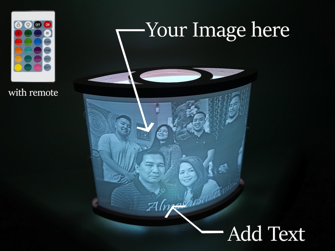 Personalized 2 Sided Photo LED Lamp With Remote/lampshade/3d Printed - Etsy