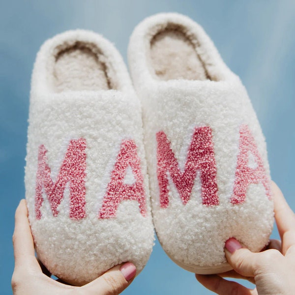 MAMA SLIPPERS | Gifts for Mom | House Shoes for Moms | Girl Mom Slippers | Cozy Mama Shoes | Sherpa Mom Slippers