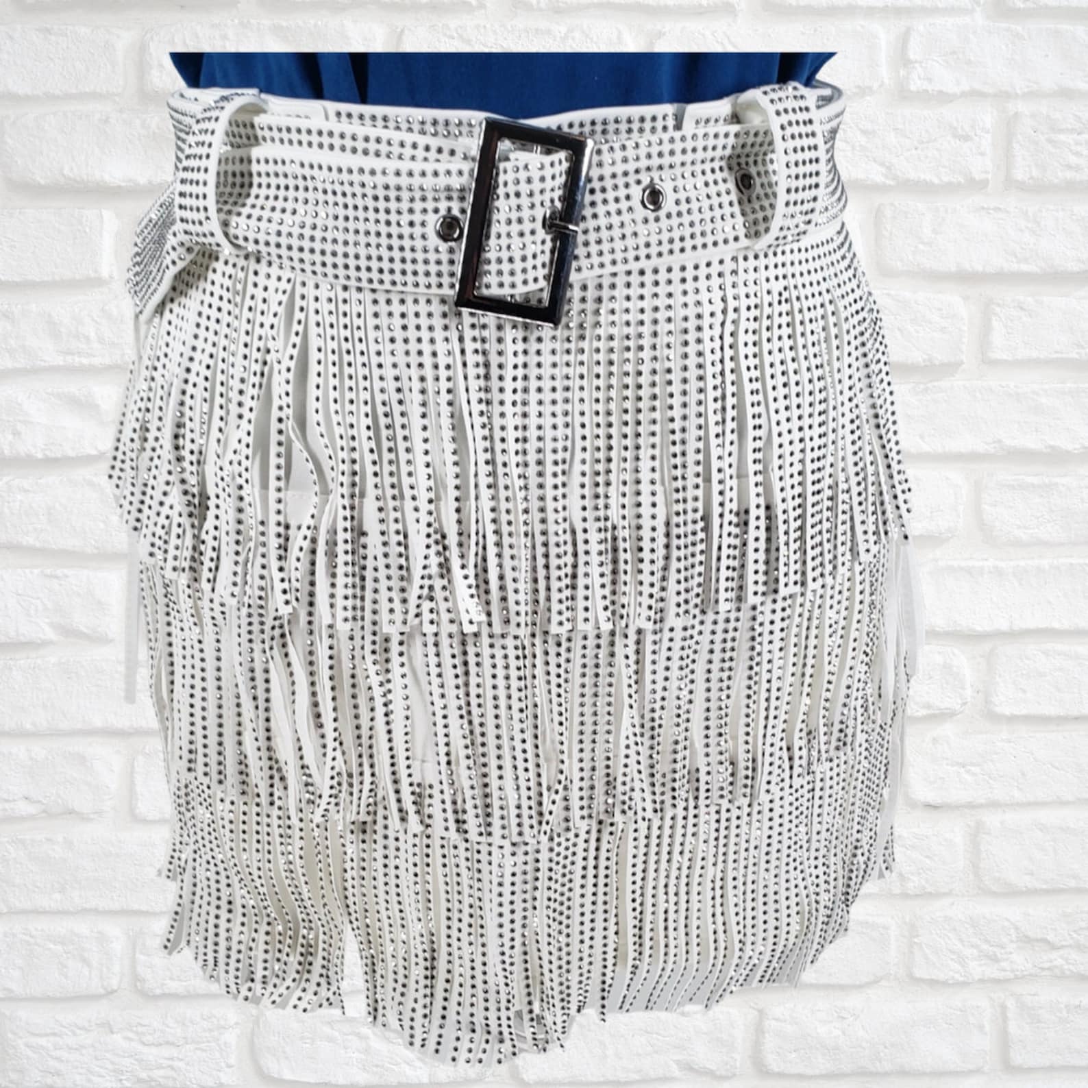 White Rhinestone Skort Fringe Skirt Gift for Her High Etsy