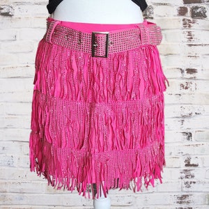 FUCHSIA STUDDED SKIRT | Fringe Skirt | Nashville | Rodeo | Fringe Tiered Skirt | Country Concert Skirt