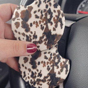 CAR COASTERS| Set of 2 Coasters| Cute Car Accessories| Western Car Coasters| Cow Print Car Coasters| Cup Holder Coasters| Cowgirl Coasters
