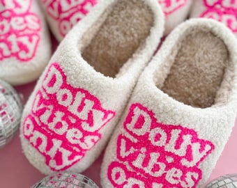 DOLLY VIBES SLIPPERS | Western Slippers | Dolly Fan Footwear | Barbiecore Slipper | Nashville Slippers | Cowgirl Slippers