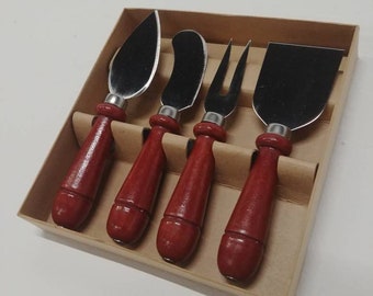 Cheese knife set with wooden handles perfect for cheese and charcuterie displays