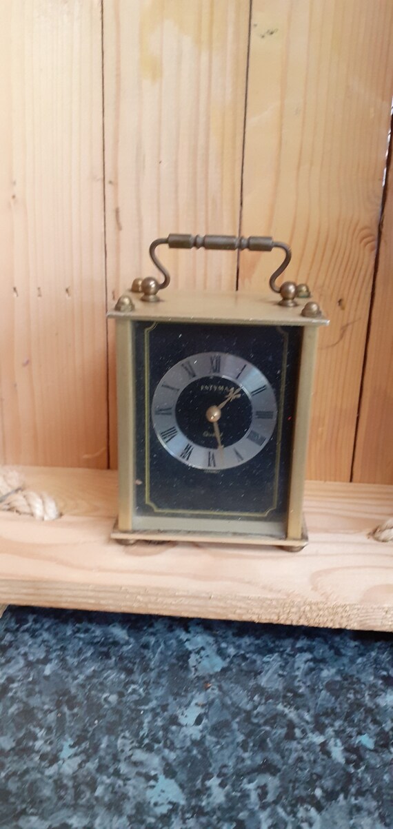 Vintage Estyma Brass Carriage Clock With Black Dial in Good Etsy