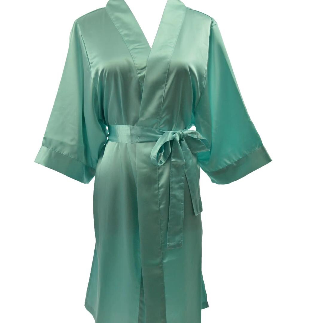 Aqua Satin Bridal Party Robes | Aqua Bridesmaid Robes | Satin Bridal ...