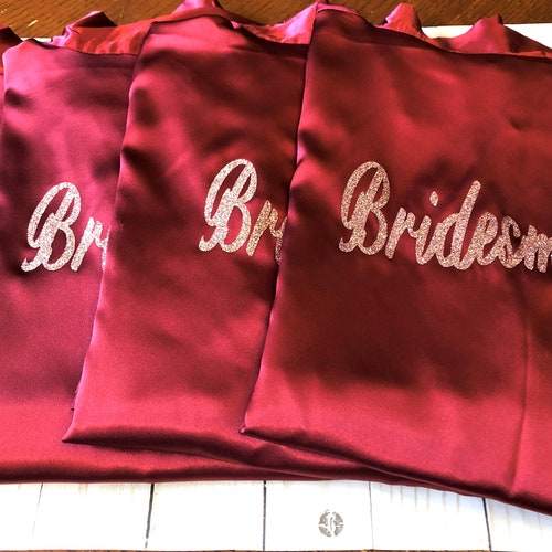 Royal Blue Satin Bridesmaid Robessatin Bride Robeembroidered Etsy