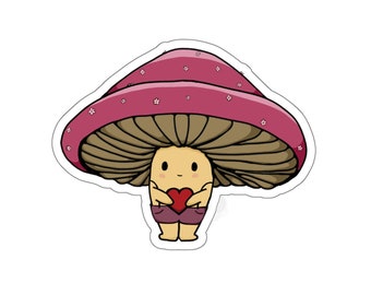Heart and Flowers Mushroom Sticker