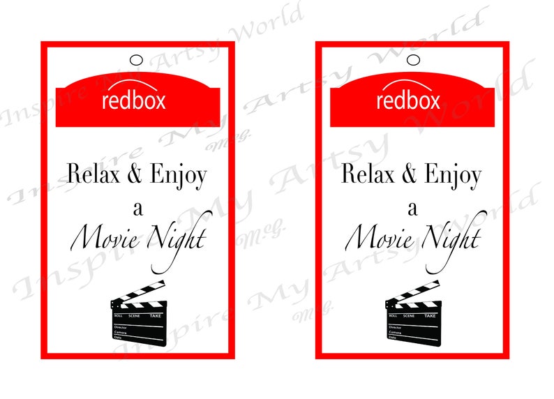 Redbox Gift Tag and Promo Code Card Bundle Digital Instant Etsy