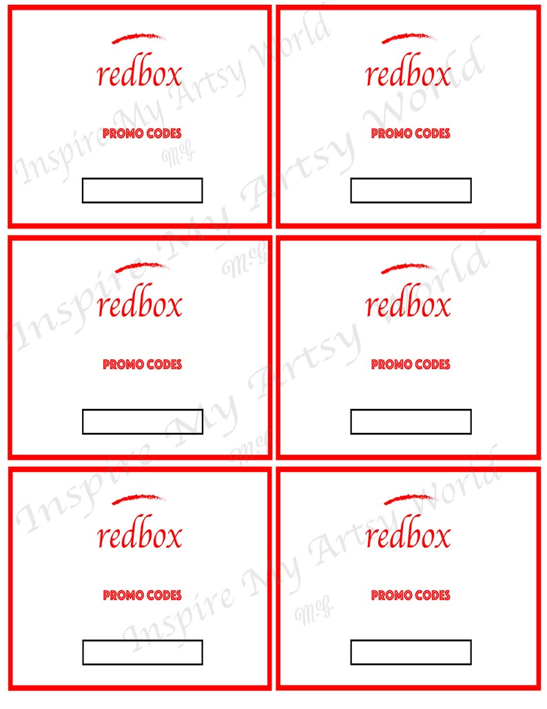 Redbox Gift Tag and Promo Code Card Bundle, Digital, Instant Download