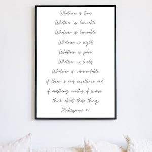 Philippians 4:8 Printable Decor Wall Sign