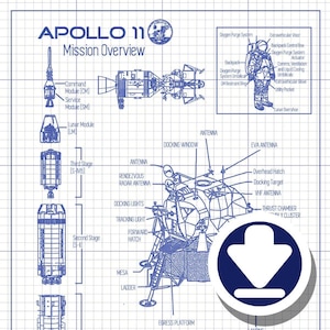 Digital Download | Apollo 11 Mission Blueprint | Moon Landing Gift | Wall Art |