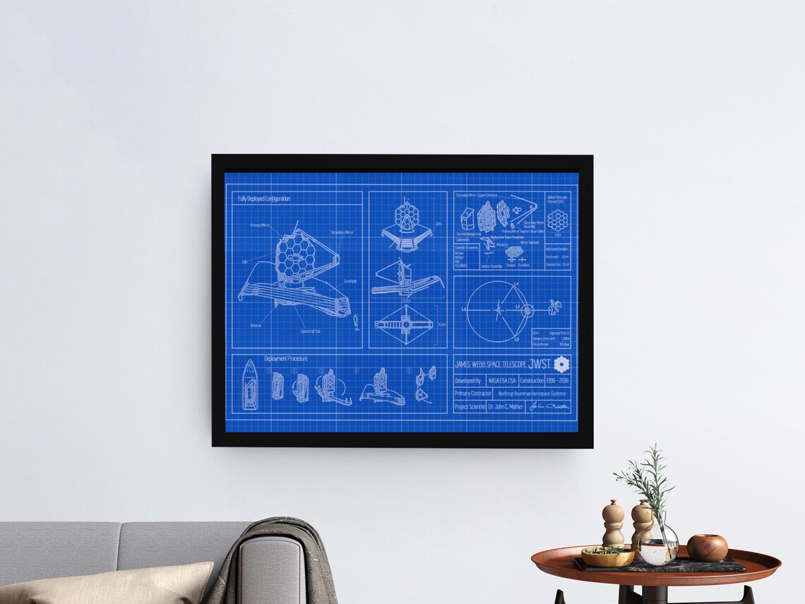 James b Space Telescope Blueprint 2 for 1 Digital File Instant