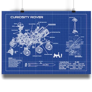 Mars Curiosity Rover Blueprint | Space Gift | Wall Art | 9