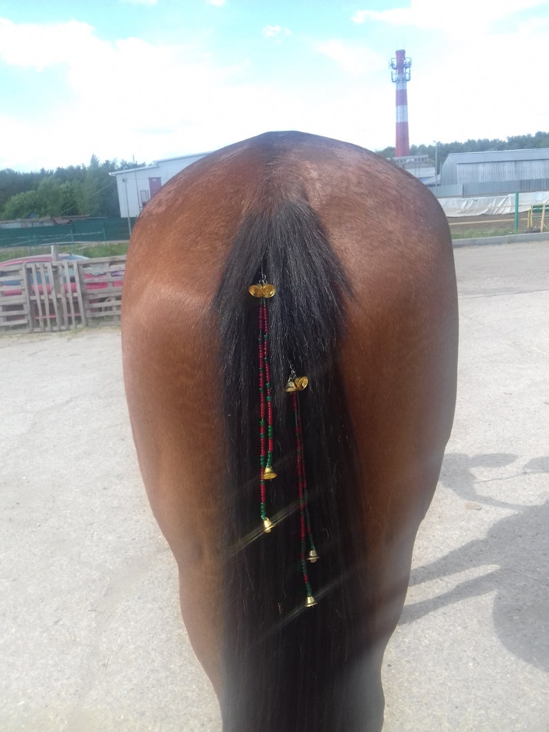 Christmas horse tack mane rhythm beads Costume for horse 2 pair ornaments mane and tail for draft pony Equine bling Jewelry clip mane