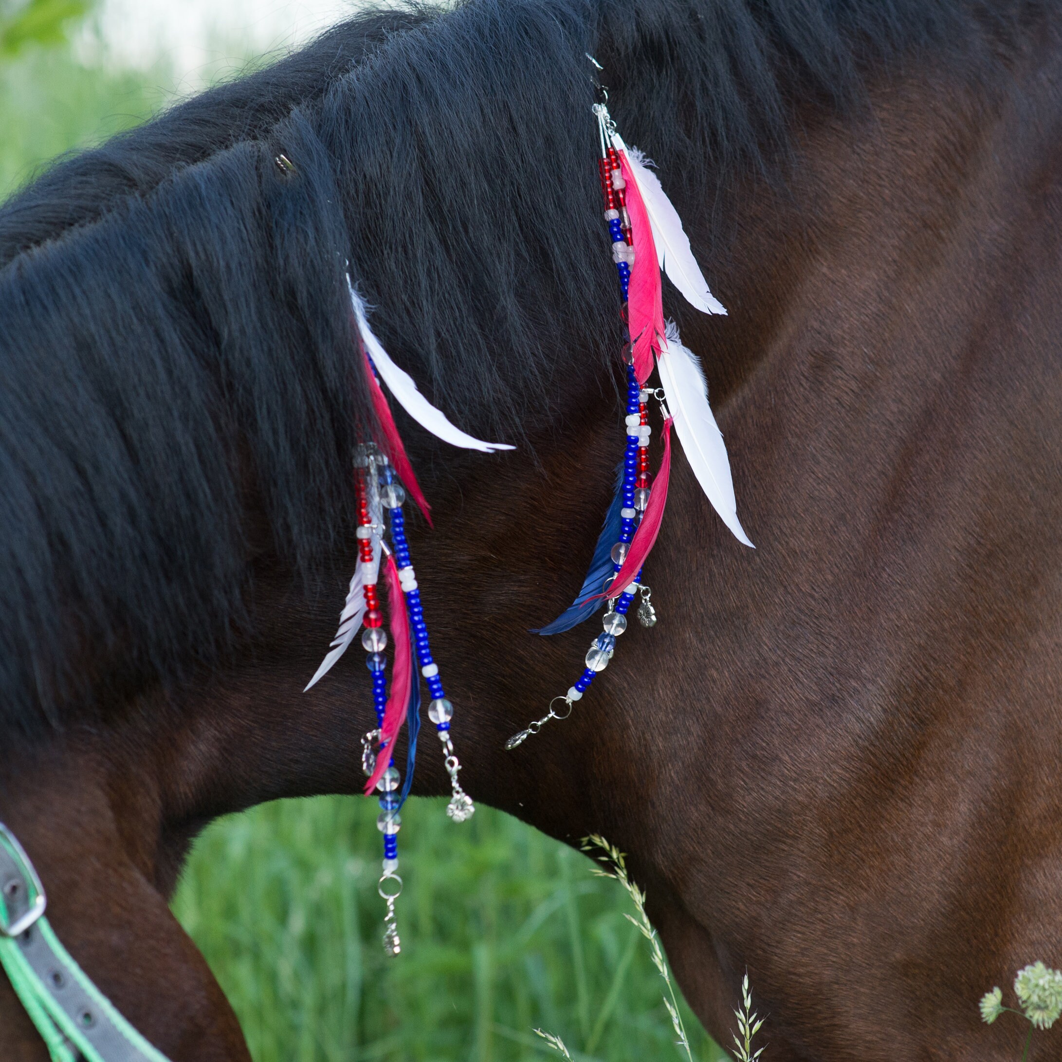 Patriotic horse tack Handmade horse rhythm beads feathers & Etsy