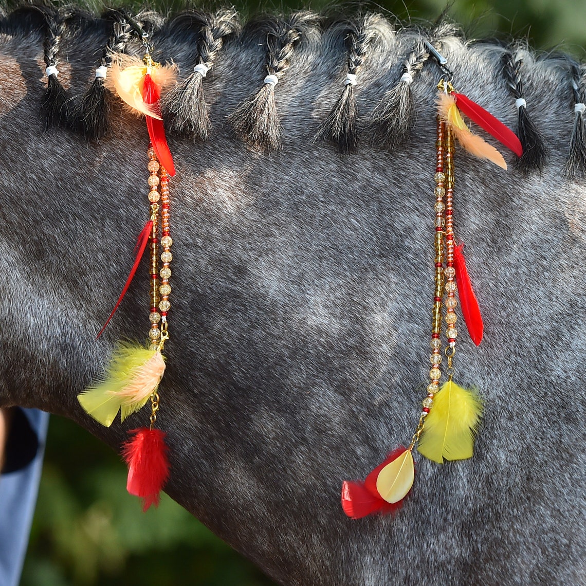 Indian mane and tail feathers Horse rhythm beads extensions. Etsy