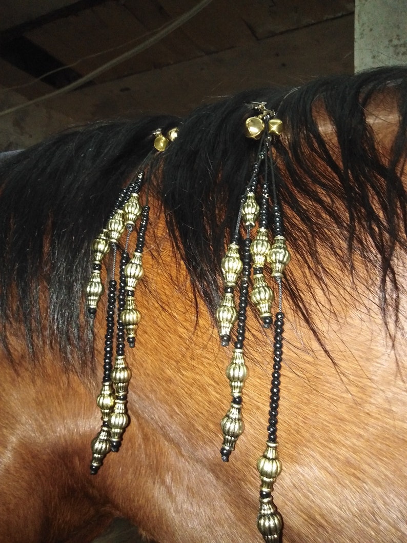 Halloween wedding Mane beads for horse Costume mane and tail 2 clips Show dangler mane extensions