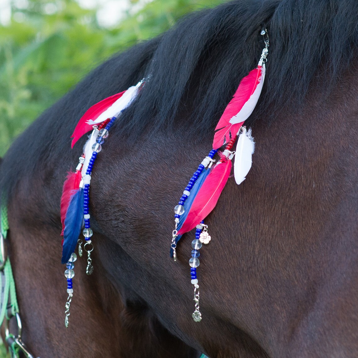 Patriotic horse tack Handmade horse rhythm beads feathers & Etsy