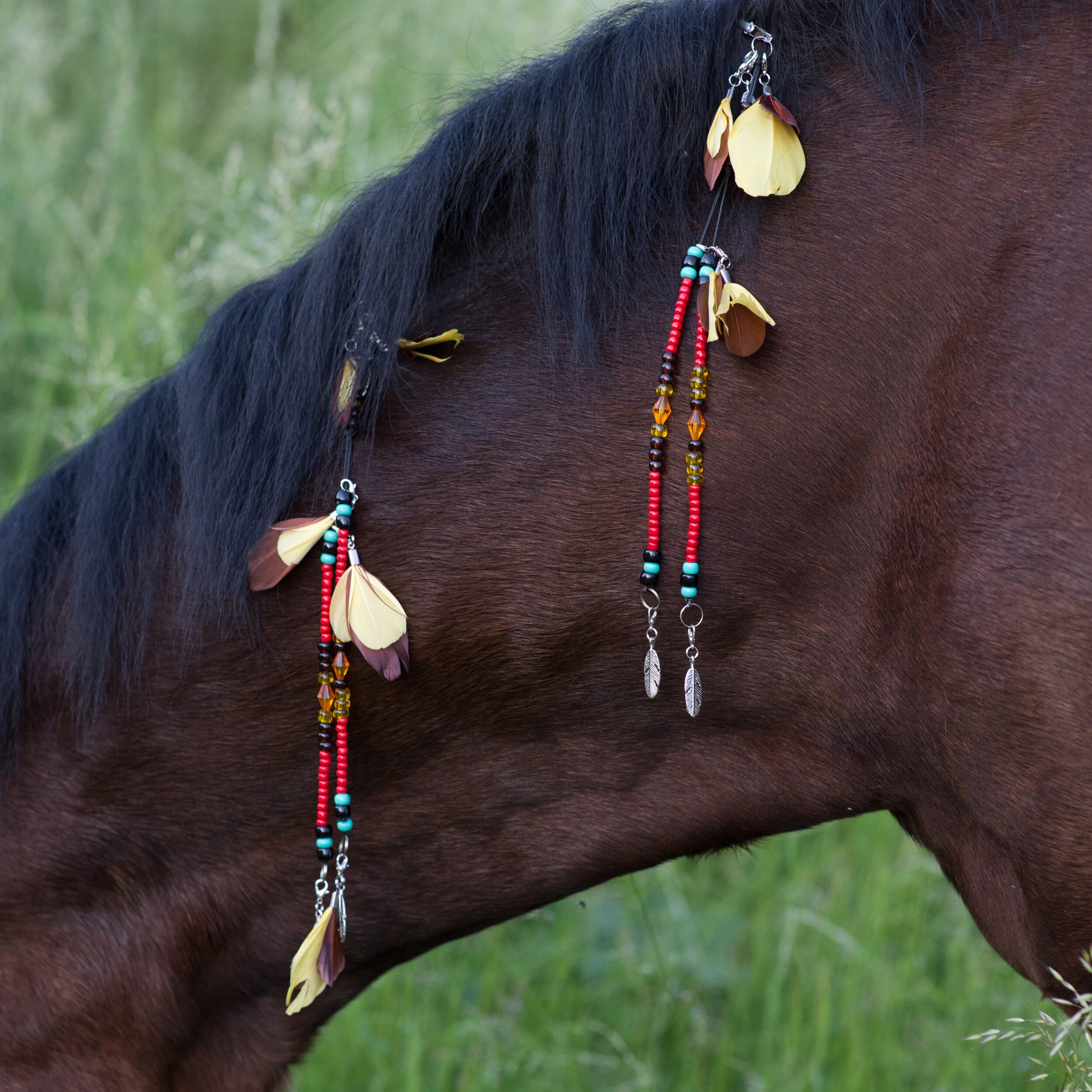 Horse tail extension jewelry Pony mane and tail beads 2 clips Etsy