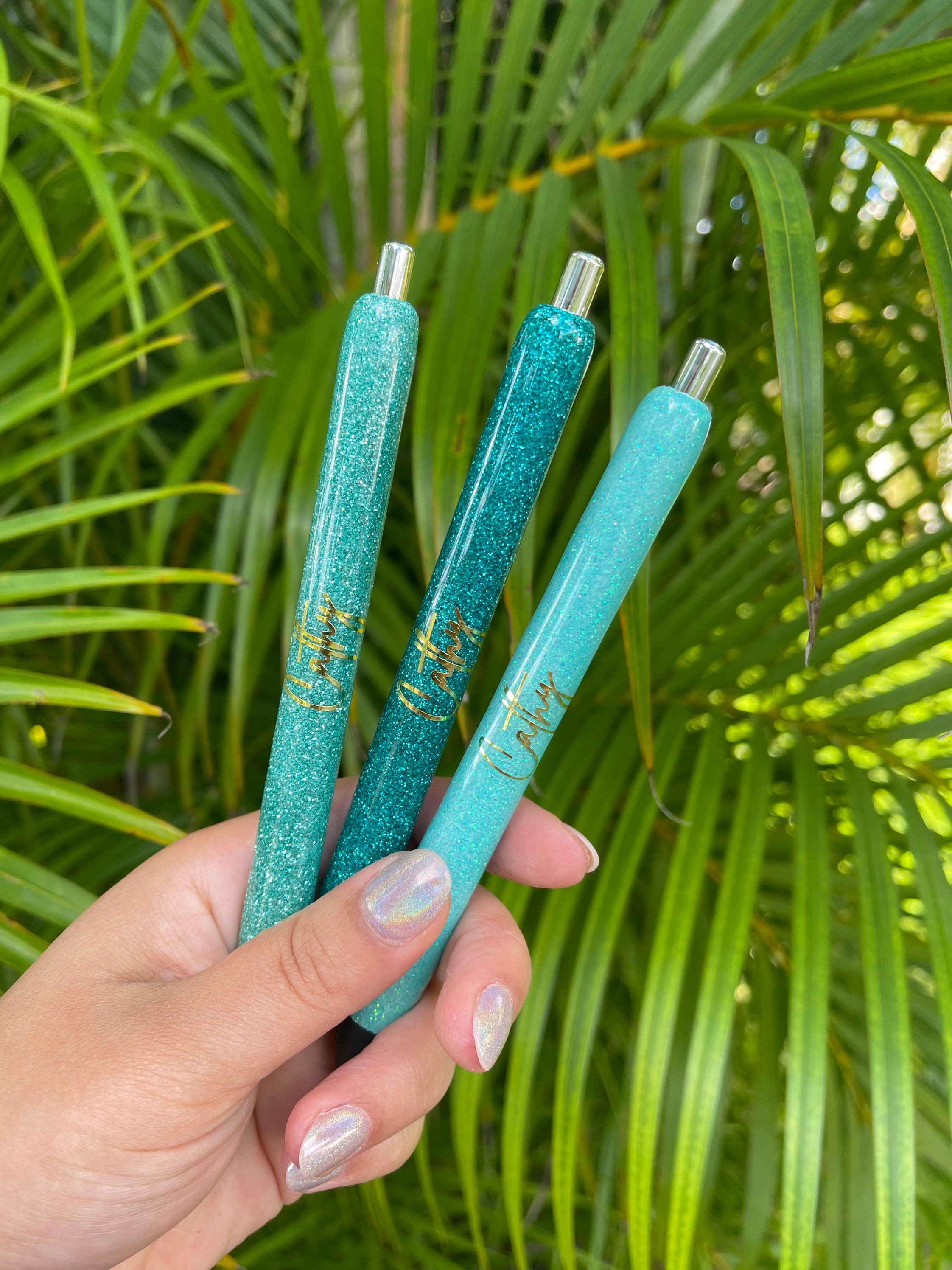 Custom Blue Pen Set Custom Glitter Pens Etsy