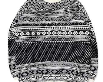 Klasyczny sweter bawełniany GAP Fair Isle Snowflake – czarno-biały męski rozmiar L