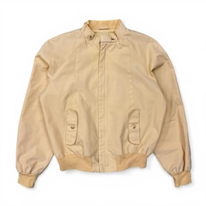 Vintage 80s Campus Espirit Harrington Bomber Jacket Light Yellow Unisex XL 23 x 24.5