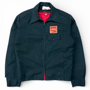 Vintage Coca-Cola Talon Workwear Jacket Lined Dark Green Uniform USA Made Riverside Masterliner Bomber Size Medium
