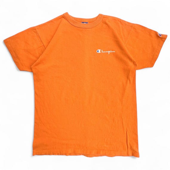 ヴィンテージ チャンピオン オレンジ スペルアウト Tシャツ、アメリカ 