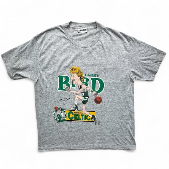 トップス 80's NBA Larry Bird Boston Celtics Vintage Larry Bird Celtics T-shirt: 80s NBA Cartoon Tee, Single
