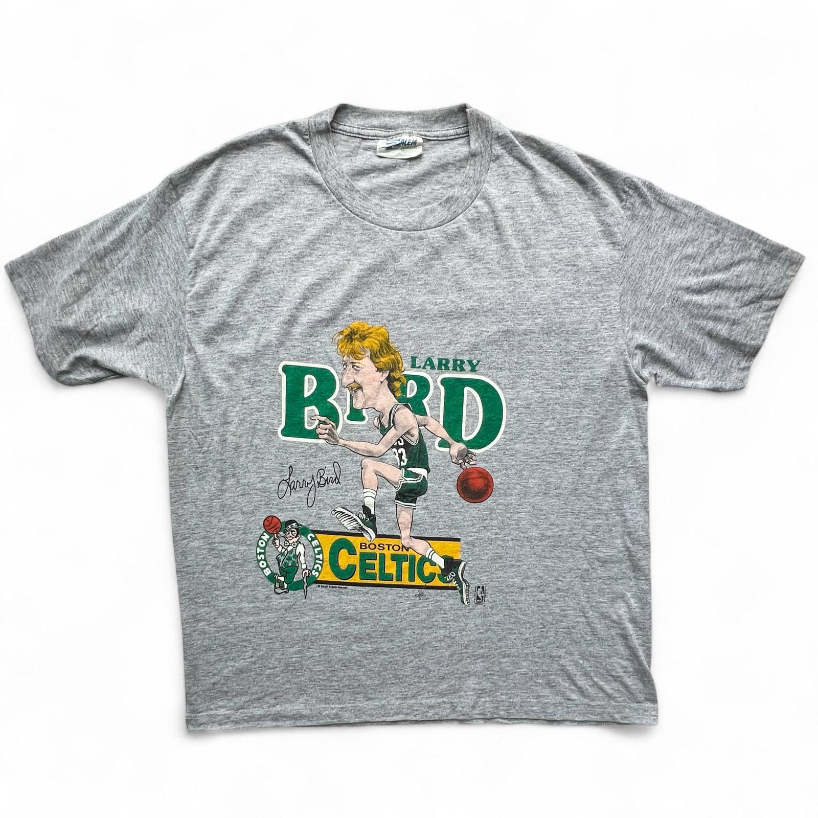 トップス 80's NBA Larry Bird Boston Celtics Vintage Larry Bird Celtics T-shirt: 80s NBA Cartoon Tee, Single
