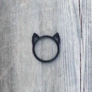 Cat Ears Ring 2-Pack Jewelry Gift for Her and Cat Lovers Simple and Minimalist Black image 3