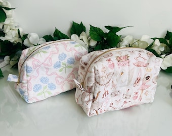 Handmade Mini Quilted Makeup Bag: Organic Cotton Travel Pouch