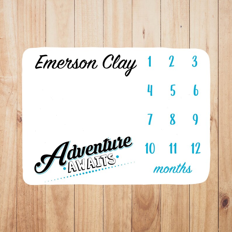 Month Baby Blanket Newborn Baby Boy Blanket Adventure Awaits Baby Milestone Blanket Personalized Baby Blanket Baby Shower Gift