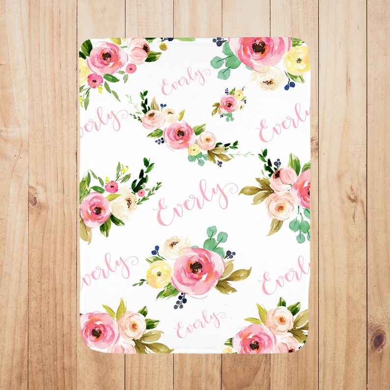Custom Blanket Newborn Gift Floral Baby Blanket Etsy