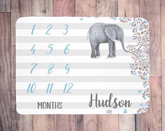 Personalized Baby Month Blanket - Track baby's growth, photo prop, perfect baby shower gift, customized with baby's name, baby boy gift