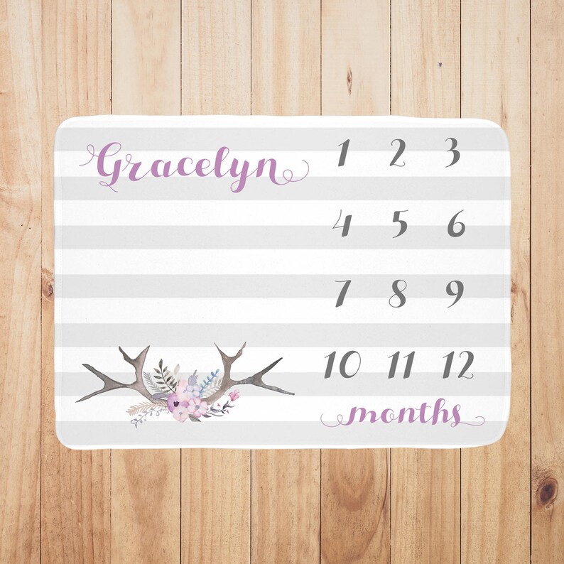 Personalized Baby Milestone Blanket Track Baby's Growth Etsy