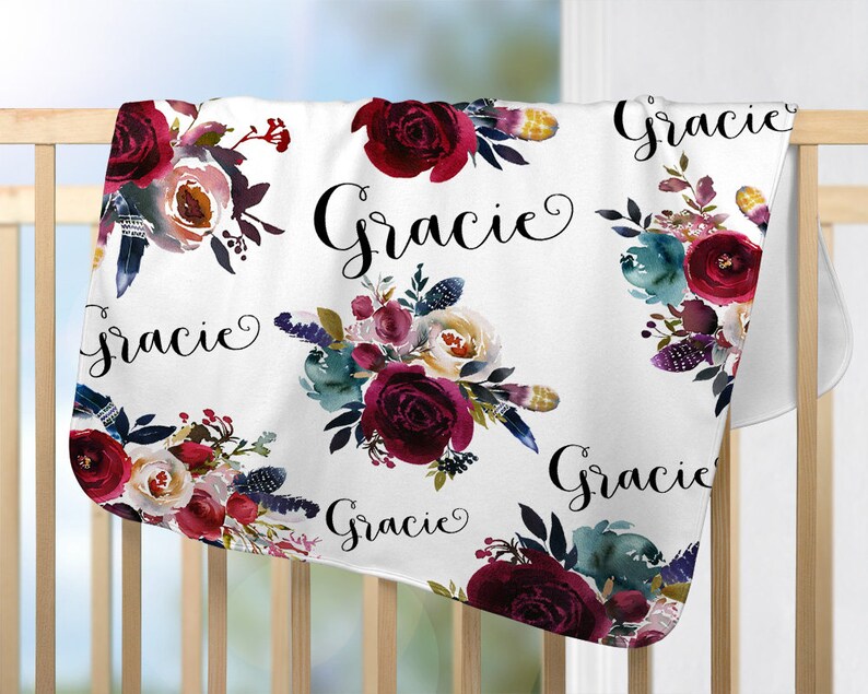 Custom Blanket Newborn Gift Floral Baby Blanket Etsy