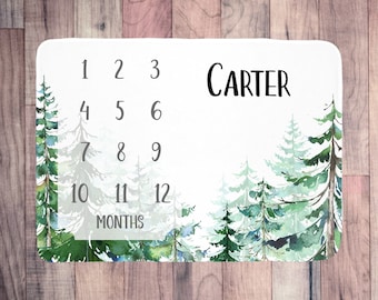 Personalized Baby Month Blanket - Track baby's growth, photo prop, perfect baby shower gift, customized with baby's name, baby boy gift