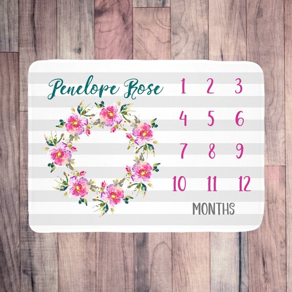 Personalized Baby Month Blanket Track baby's growth Etsy