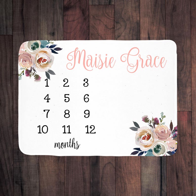 photo prop baby girl gift Track baby/'s growth customized with baby/'s name Baby Milestone Blanket Personalized perfect baby shower gift