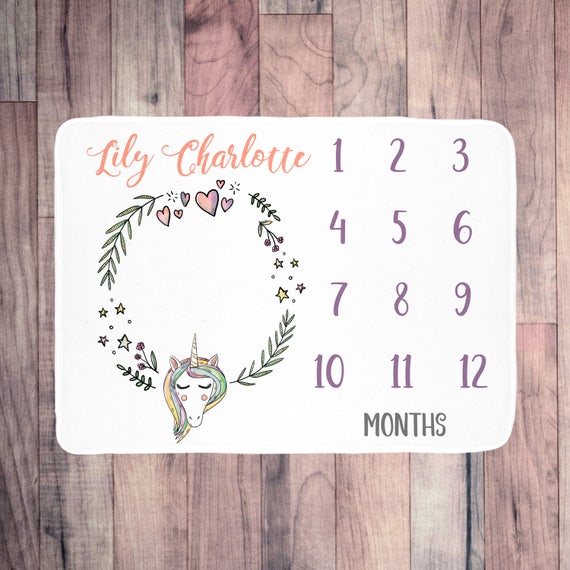 Personalized Baby Month Blanket Track Baby's Growth Etsy