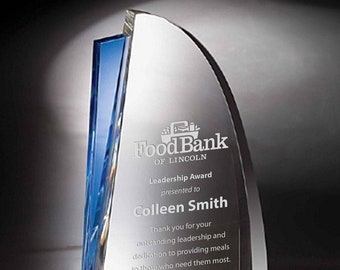 Crystal Blue Destiny Recognition Award by Chien J. Wang Custom Engraved and Personalized