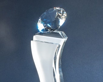 Crystal Faceted Esmeralda Diamond Recognition Award Custom Engraved and Personalized