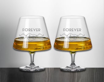 Set of 2  Anniversary Crystal Brandy Snifter Glass Custom Personalized NM1006-2