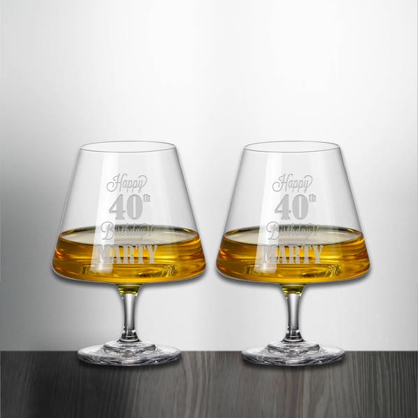 Set of 2 Happy Birthday Snifter Glass Custom Personalized NM1006-2