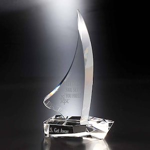 Crystal Sailboat 5&quot;W x 9&quot; H Custom Engraved and Personalized