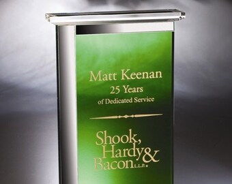 Green Crystal Spade Recognition Award By Chien J Wang Custom Engraved